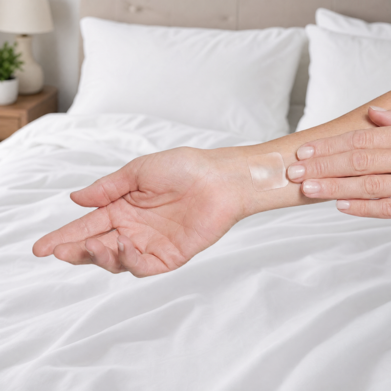 Peeling a sleep patch from the sheet